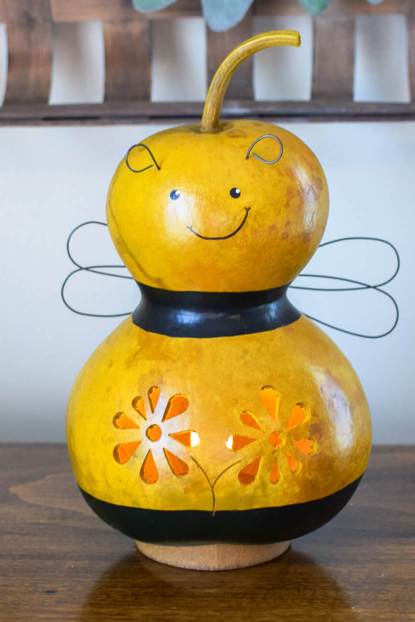 Bumble Bee Gourd Luminary - Front of design