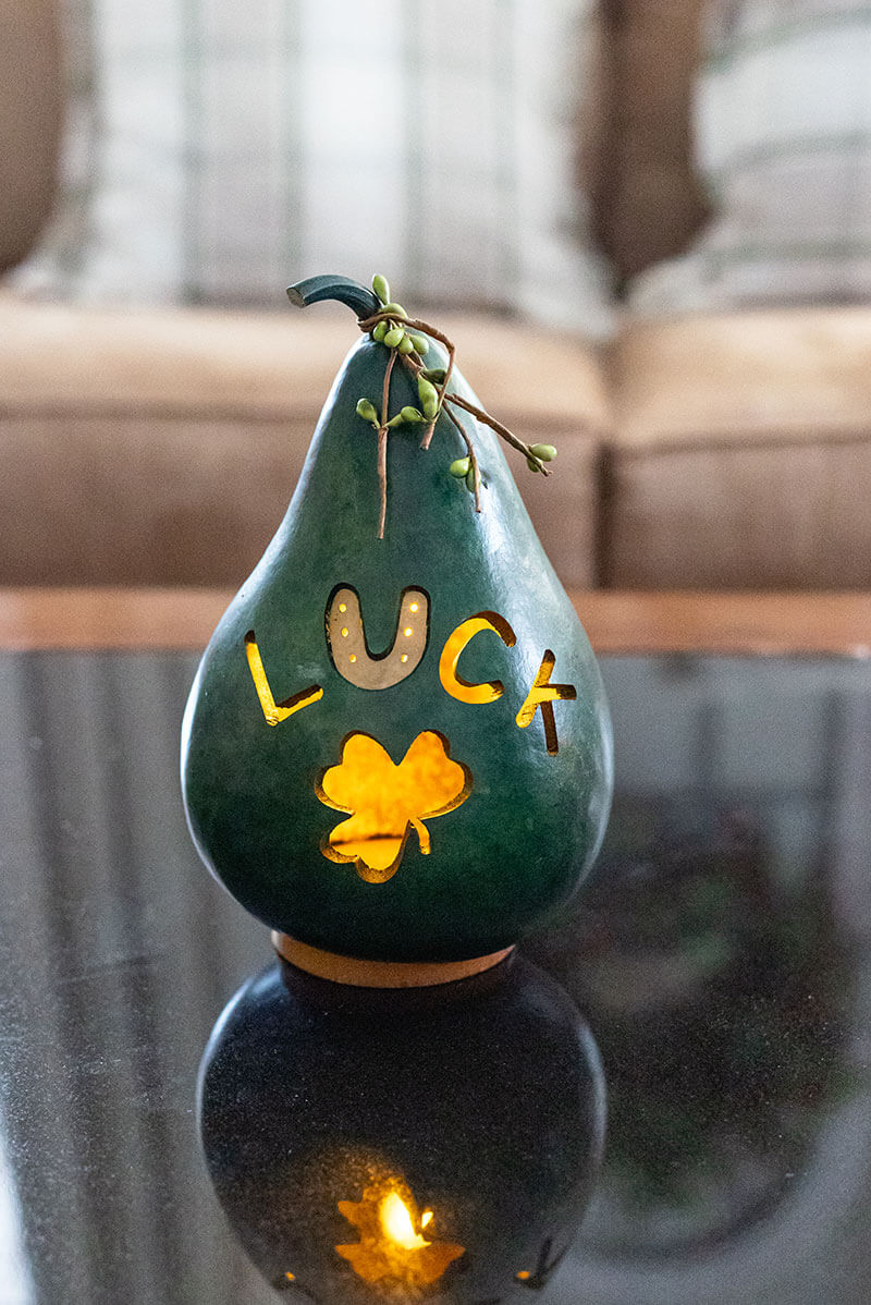 Saint Patrick's Day Luck Silhouette Gourd at Meadowbrooke Gourds.