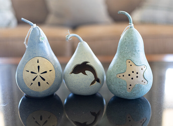 Small Gourd Size Samples for the Coastal Create Your Own at Meadowbrooke Gourds.