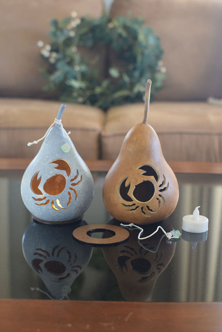 Crab gourd craft kit finished and unfinished at Meadowbrooke Gourds