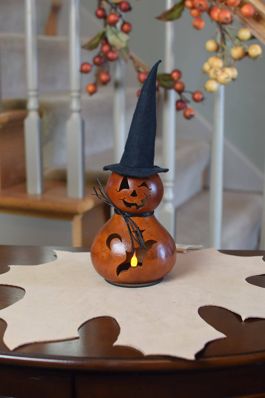 Orange Reba the witch gourd at Meadowbrooke Gourds