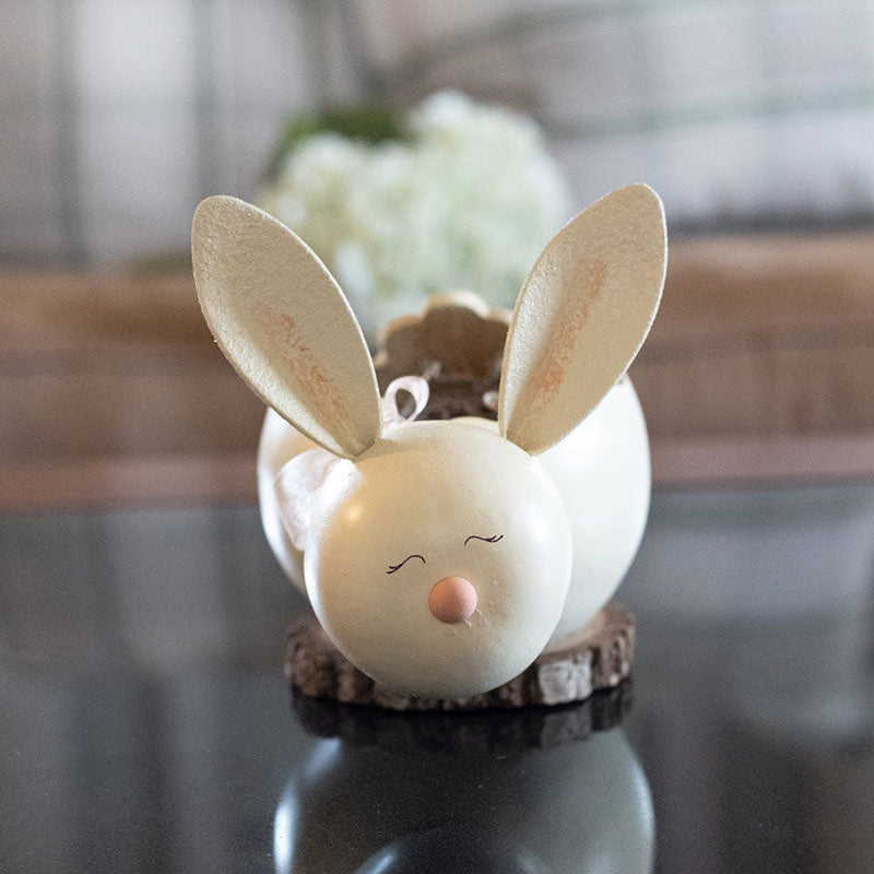 Handcrafted Lilly Bunny Basket Gourd — Easter Spring Decor