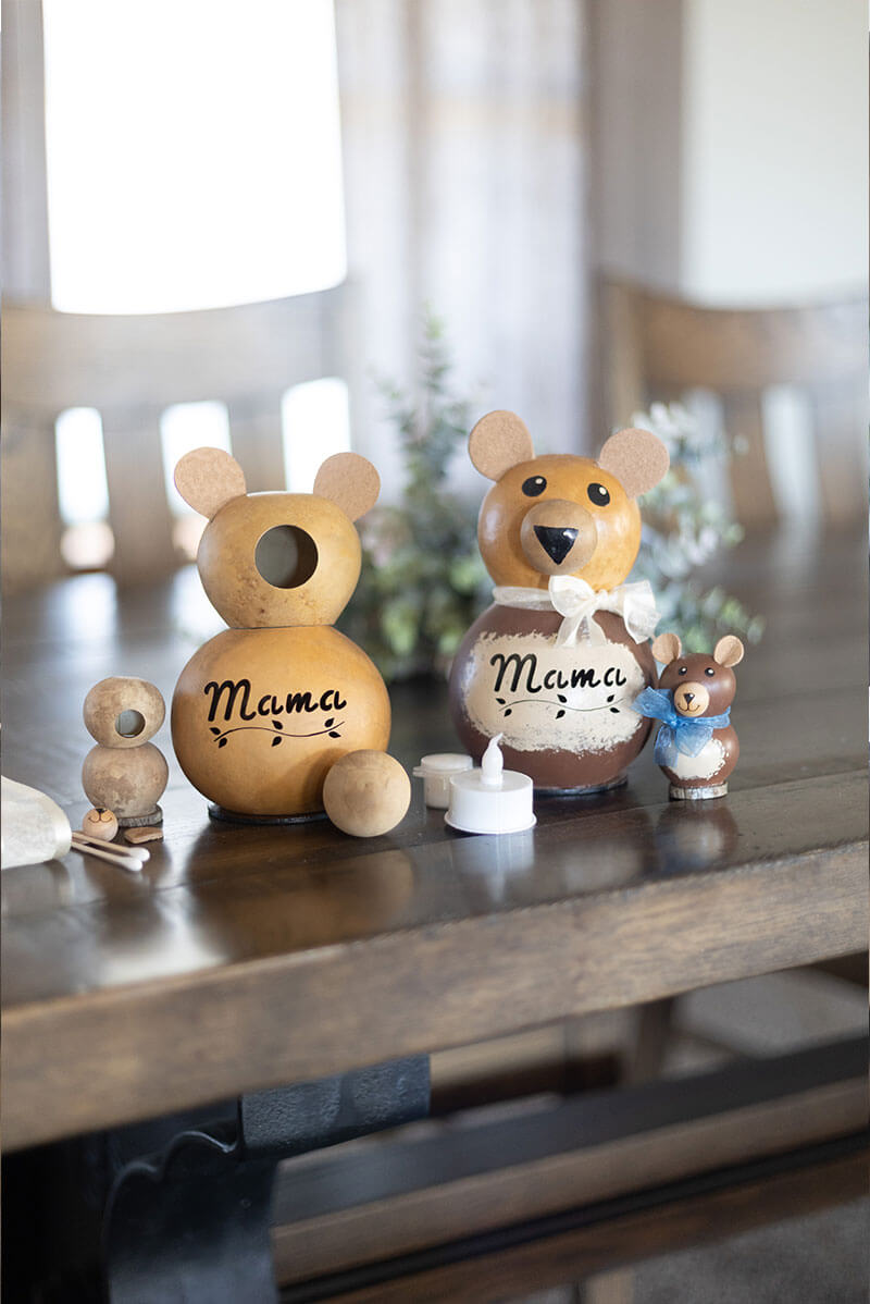Mama Bear Craft Kit gourd at Meadowbrooke Gourds.