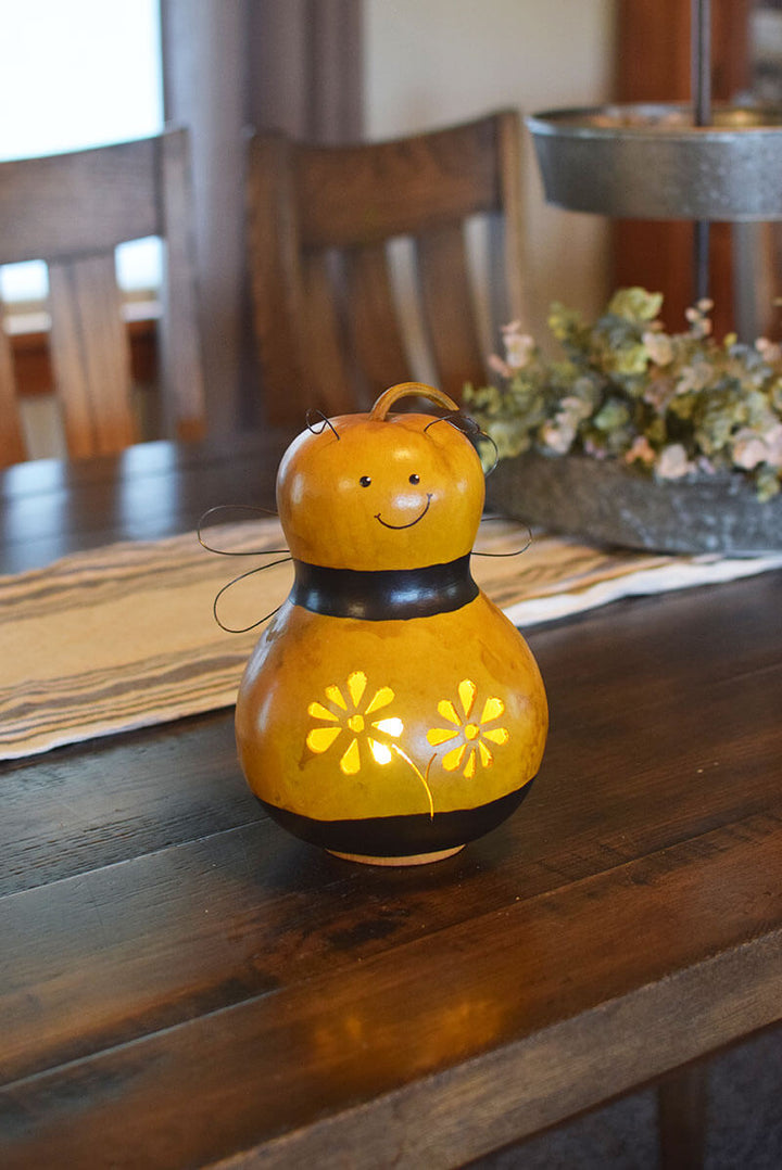 Bumble Bee luminary gourd at Meadowbrooke Gourds