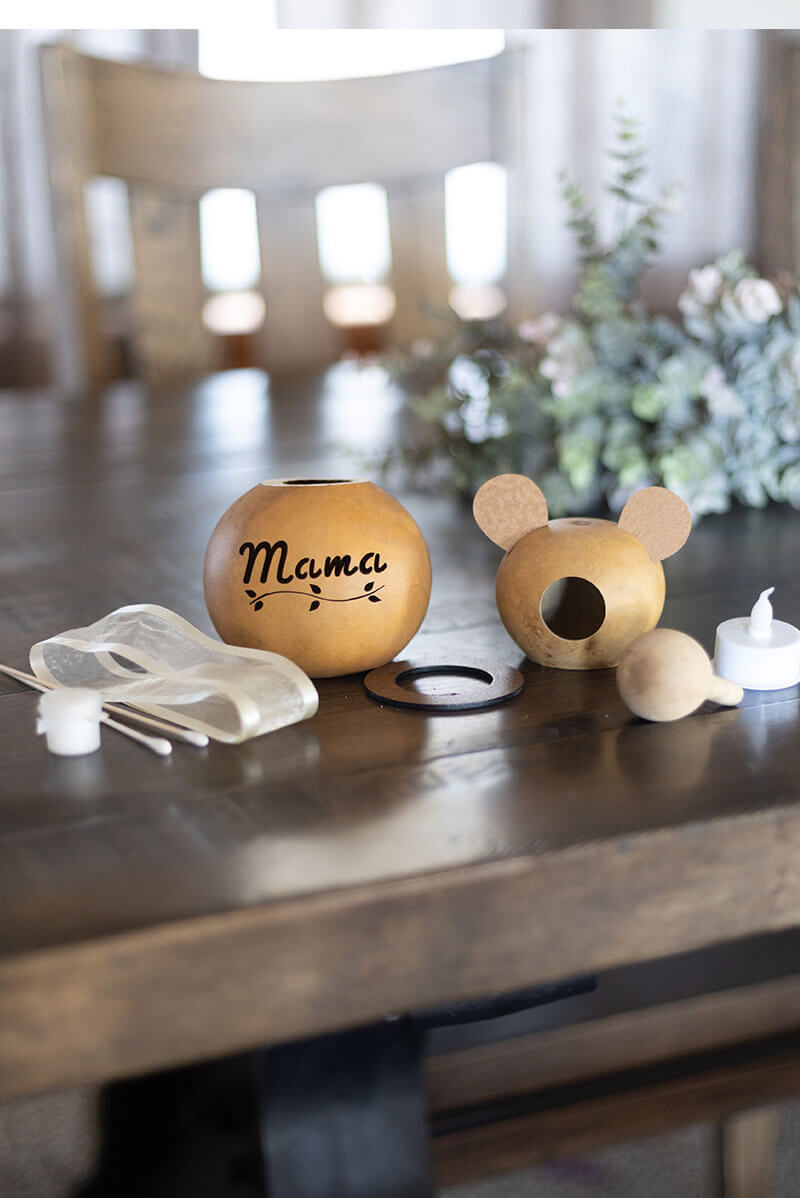 Mama Bear Craft Kit gourd at Meadowbrooke Gourds.