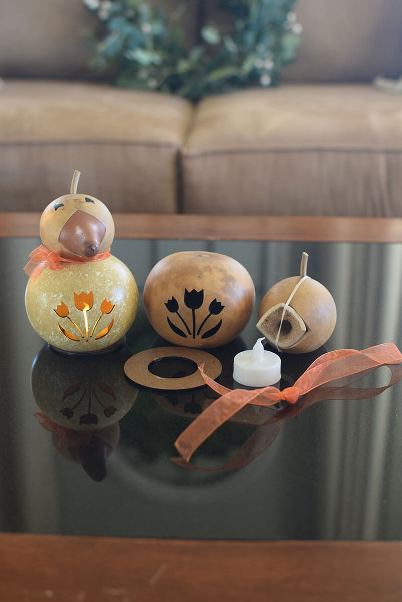 Spring duck gourd craft kit finished and unfinished at Meadowbrooke Gourds
