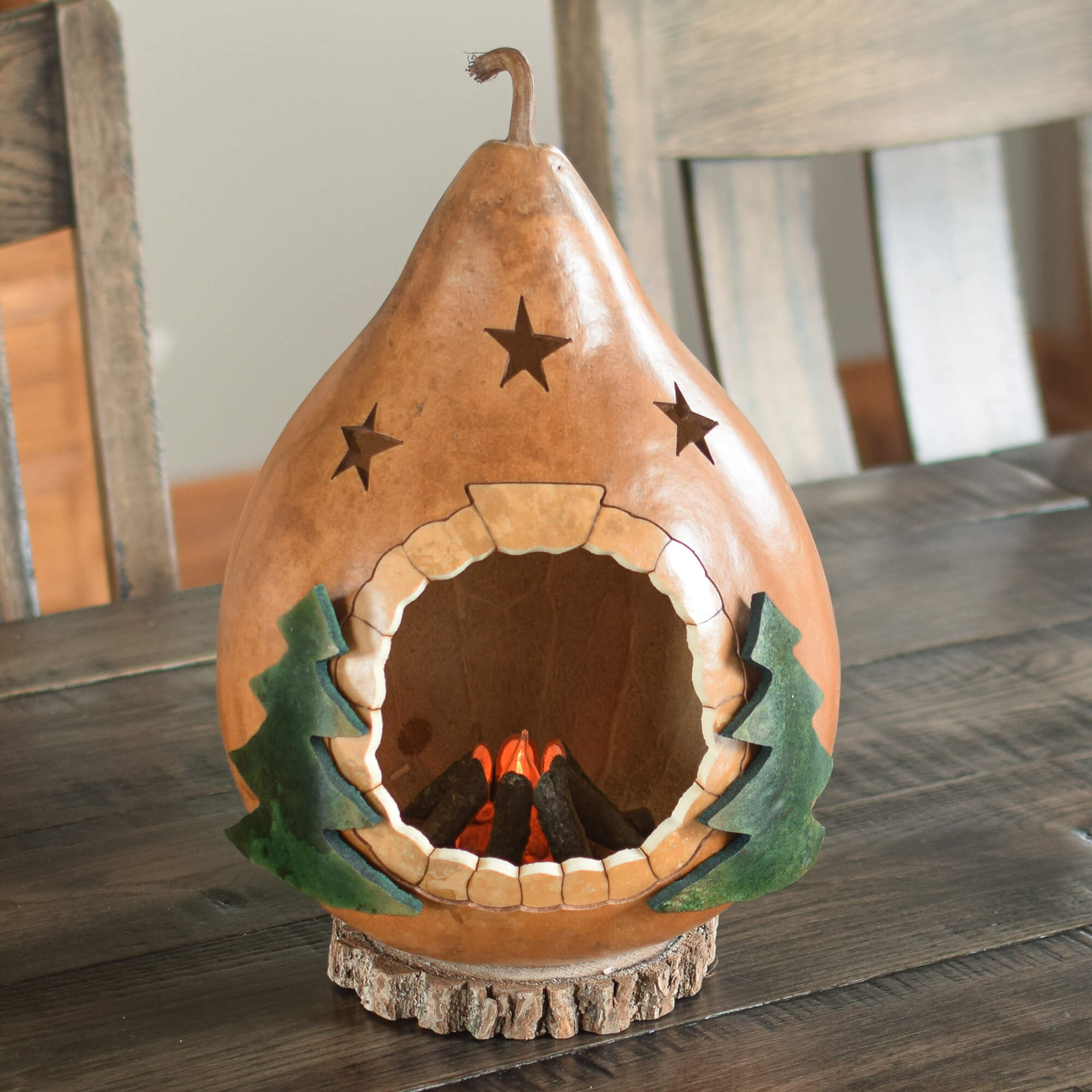 p*g様 DeliciousTaylormade もののけWoodnBird Campfire Gourd cabin woods Winter flickering outdoors Gourd Decor