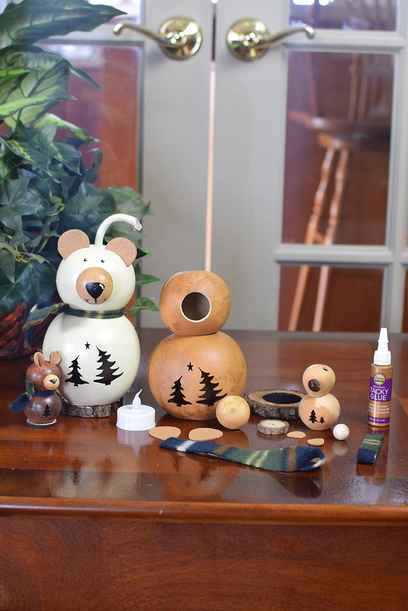Bear gourd kit finished and unfinished