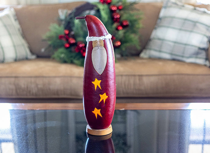 Father Christmas - Santa Gourd design with glasses by Meadowbrooke Gourds
