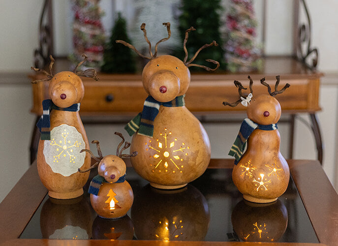 Dash Reindeer Gourds at Meadowbrooke Gourds. 