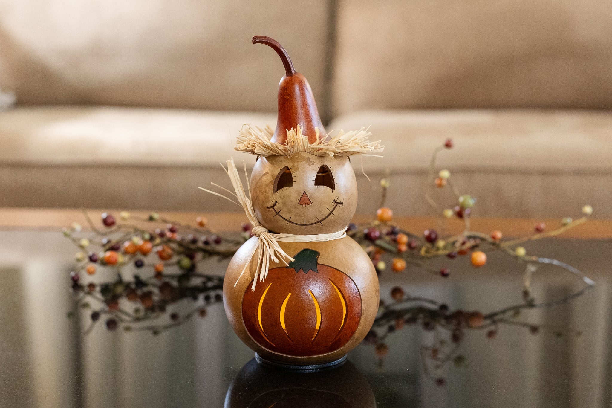 Hollis Scarecrow Miniature Gourd at Meadowbrooke Gourds. 