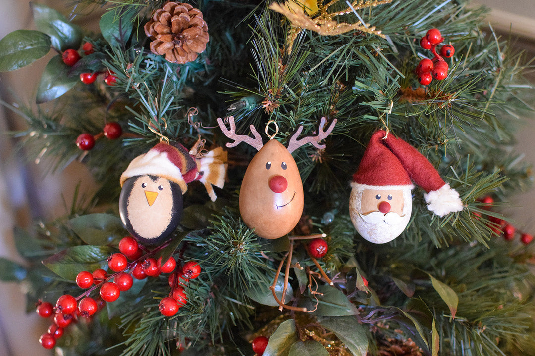 Gourd Ornaments at Meadowbrooke Gourds. 