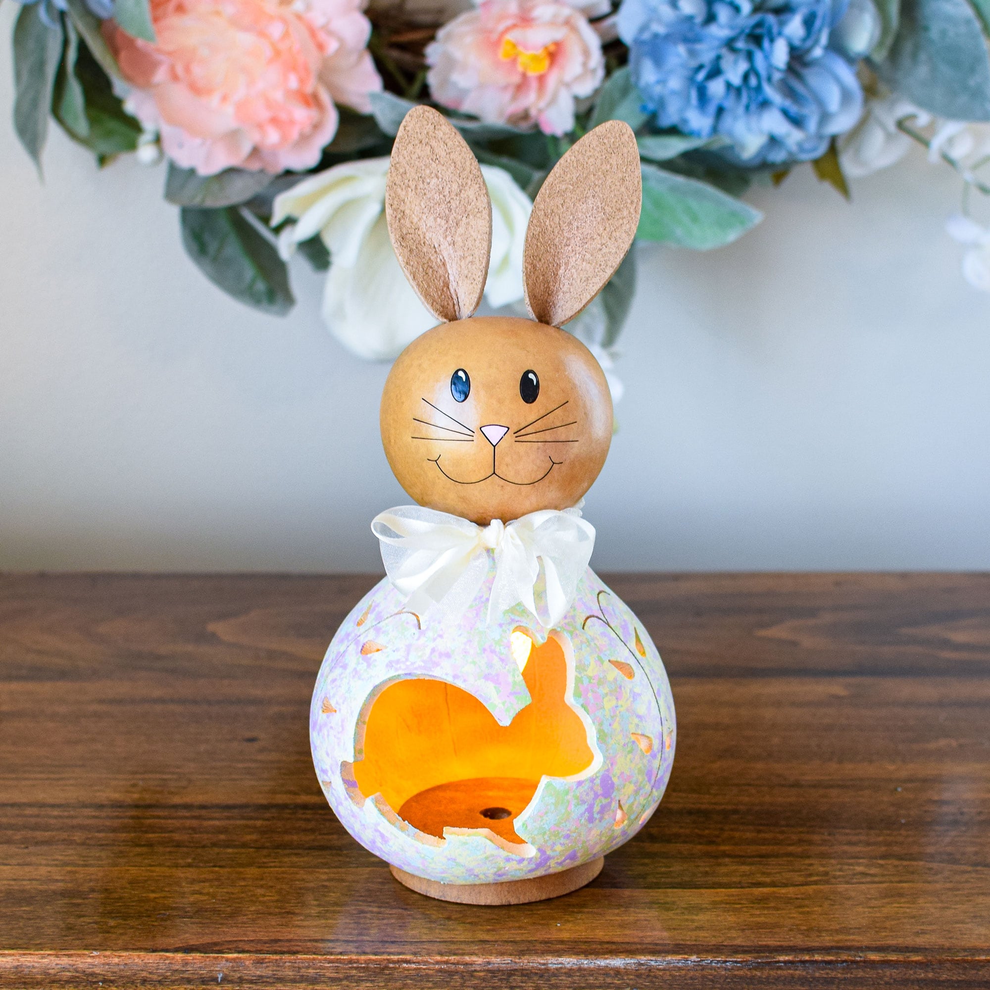 Paige Small Lit Bunny Gourd at Meadowbrooke Gourds. 