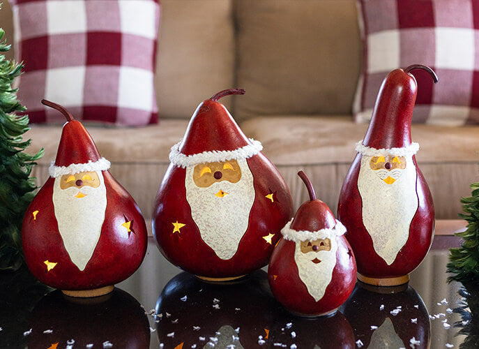 Santa Gourds at Meadowbrooke Gourds. 