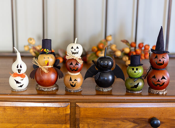 Tiny Fall Friend Gourds at Meadowbrooke Gourds. 