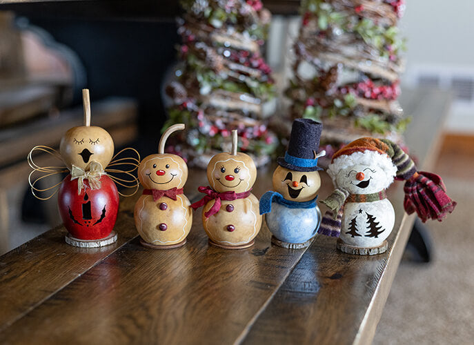 Tiny Winter Friend Gourds at Meadowbrooke Gourds. 