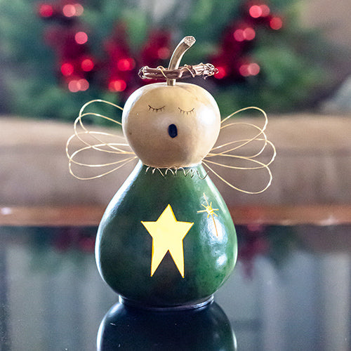 Emma Green Gourd Angel at Meadowbrooke Gourds. 
