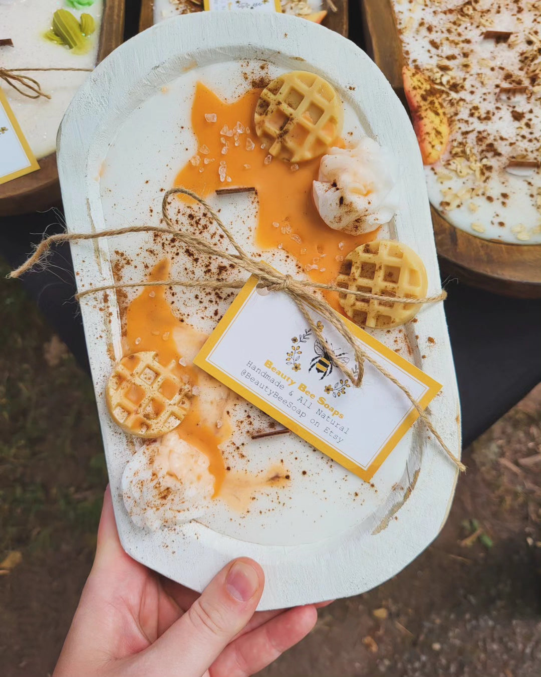 Plate of honey soaps