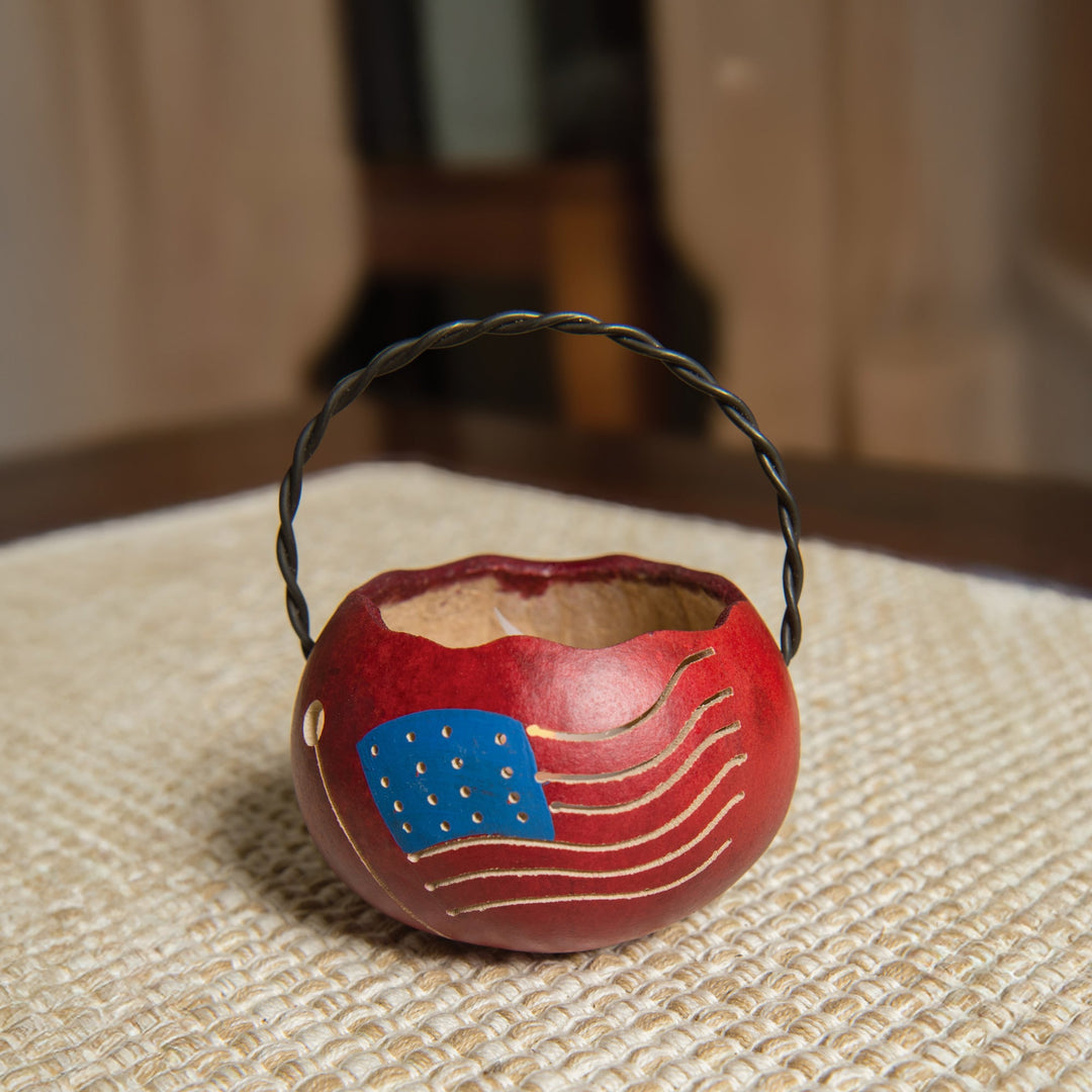 American Flag Gourd Basket at Meadowbrooke Gourds. 