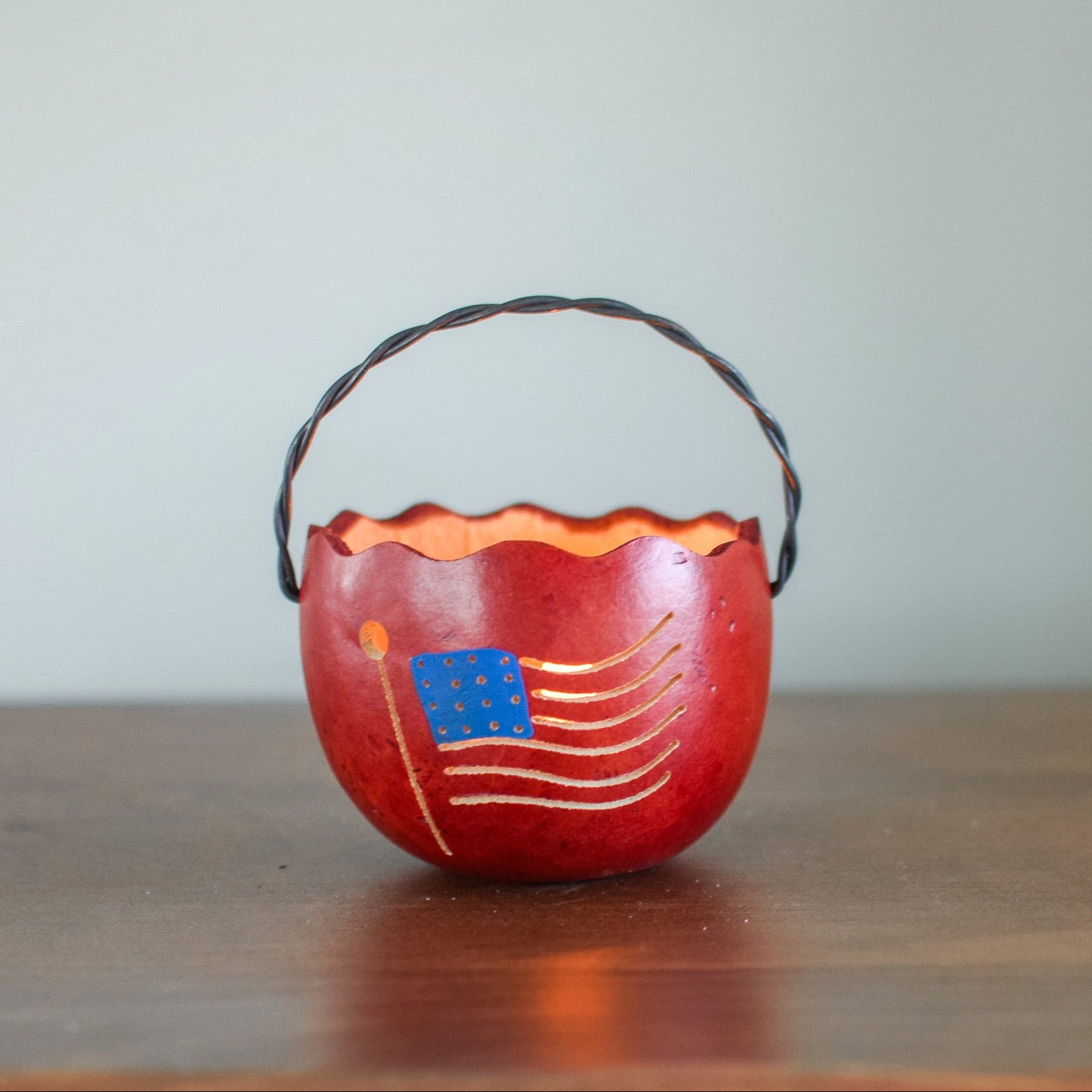 American Flag Gourd Basket at Meadowbrooke Gourds. 