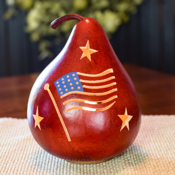 American Flag Medium Lit Gourd at Meadowbrooke Gourds. 