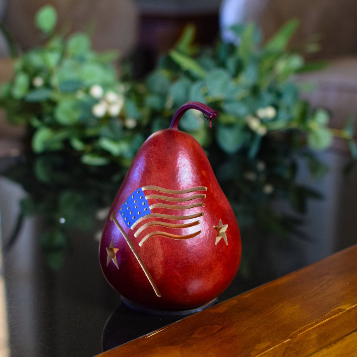 Miniature American flag gourd at Meadowbrooke Gourds