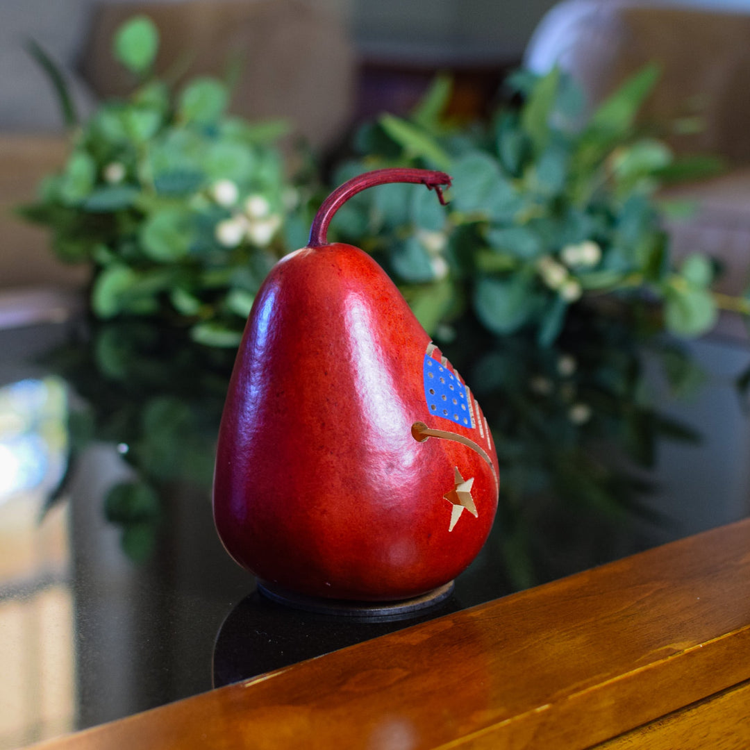 American Flag Miniature Gourd - Side View at Meadowbroke Gourds. 
