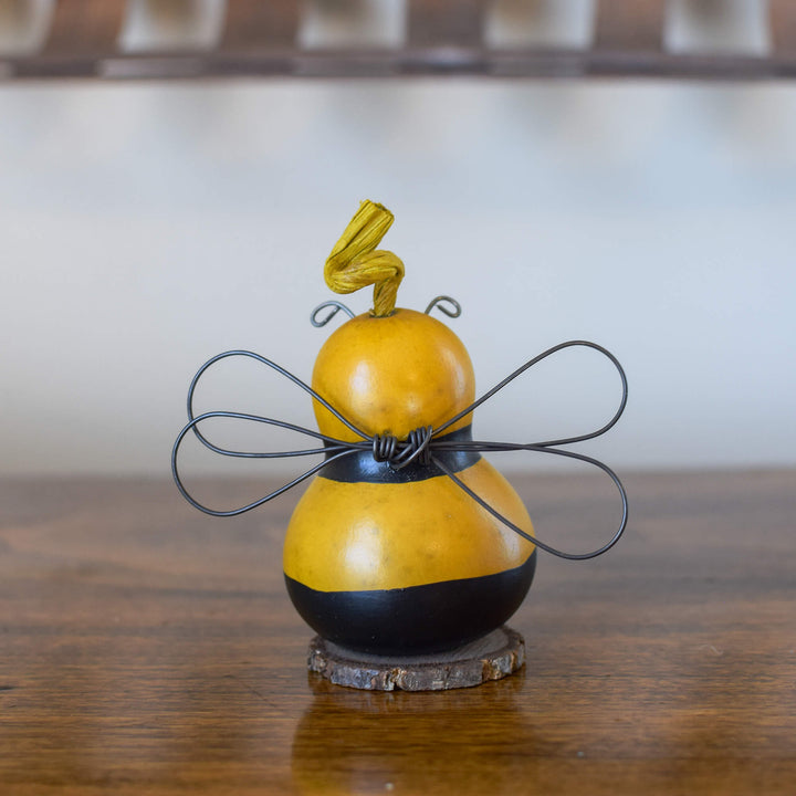 Bumble Bee Tiny Gourd Back View at Meadowbrooke Gourds. 