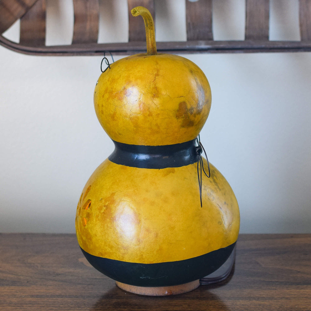 Bumble Bee Medium Lit Gourd Side View at Meadowbrooke Gourds. 