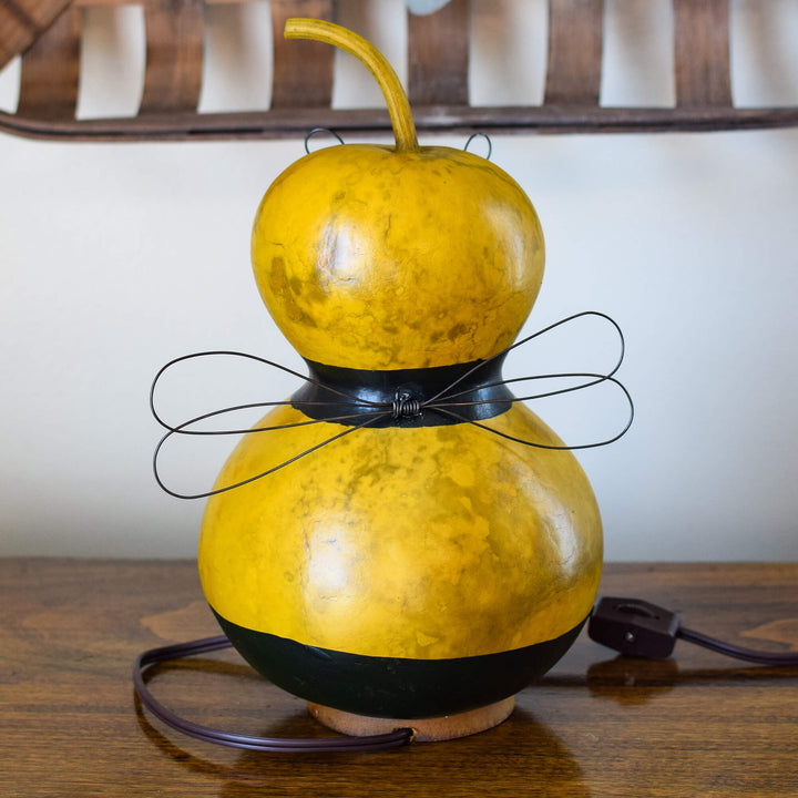 Bumble Bee Medium Lit Gourd Back View at Meadowbrooke Gourds. 