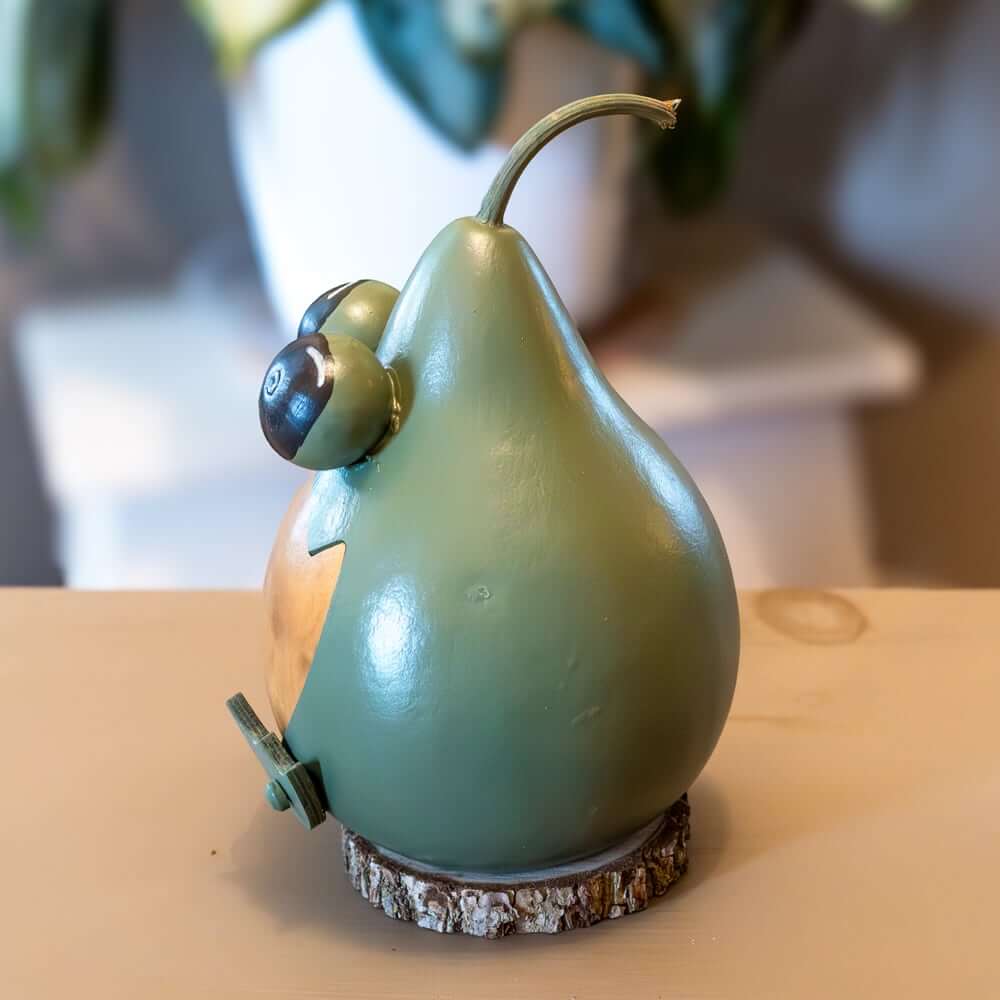 Frankie Frog Small Gourd Side View at Meadowbrooke Gourds. 