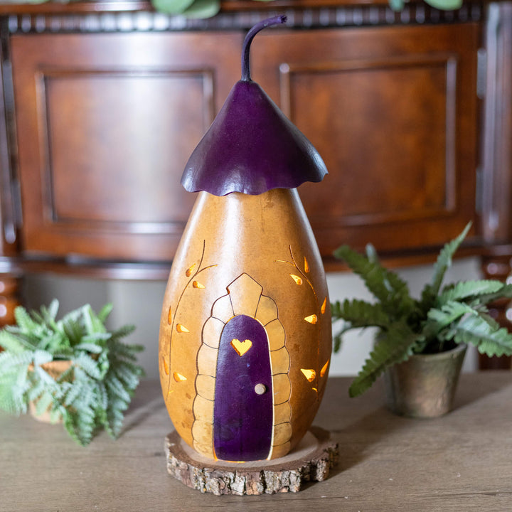 Purple Mushroom Cottage Gourd at Meadowbrooke Gourds. 