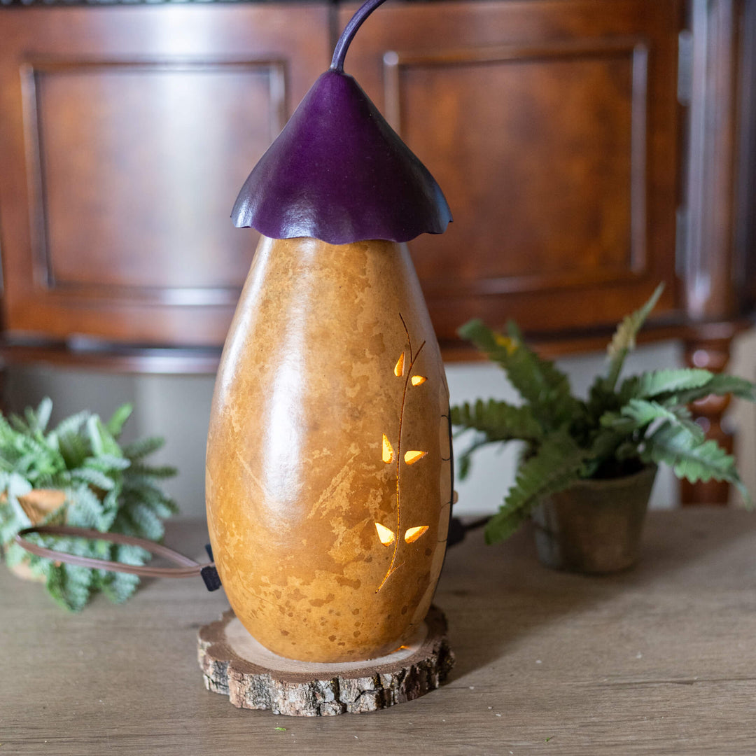 Purple Mushroom Cottage Gourd - Side View at Meadowbrooke Gourds. 