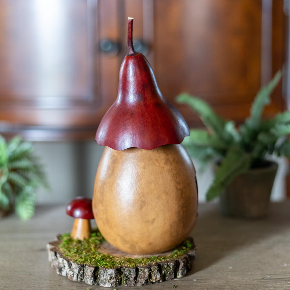 Mossy Hollow Cottage Gourd Back View  at Meadowbrooke Gourds. 