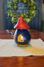 Patriotic Cottage Luminary gourd design by Meadowbrooke Gourds side view