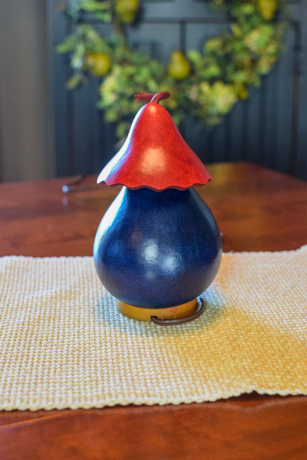 Patriotic Cottage Luminary gourd design by Meadowbrooke Gourds back view