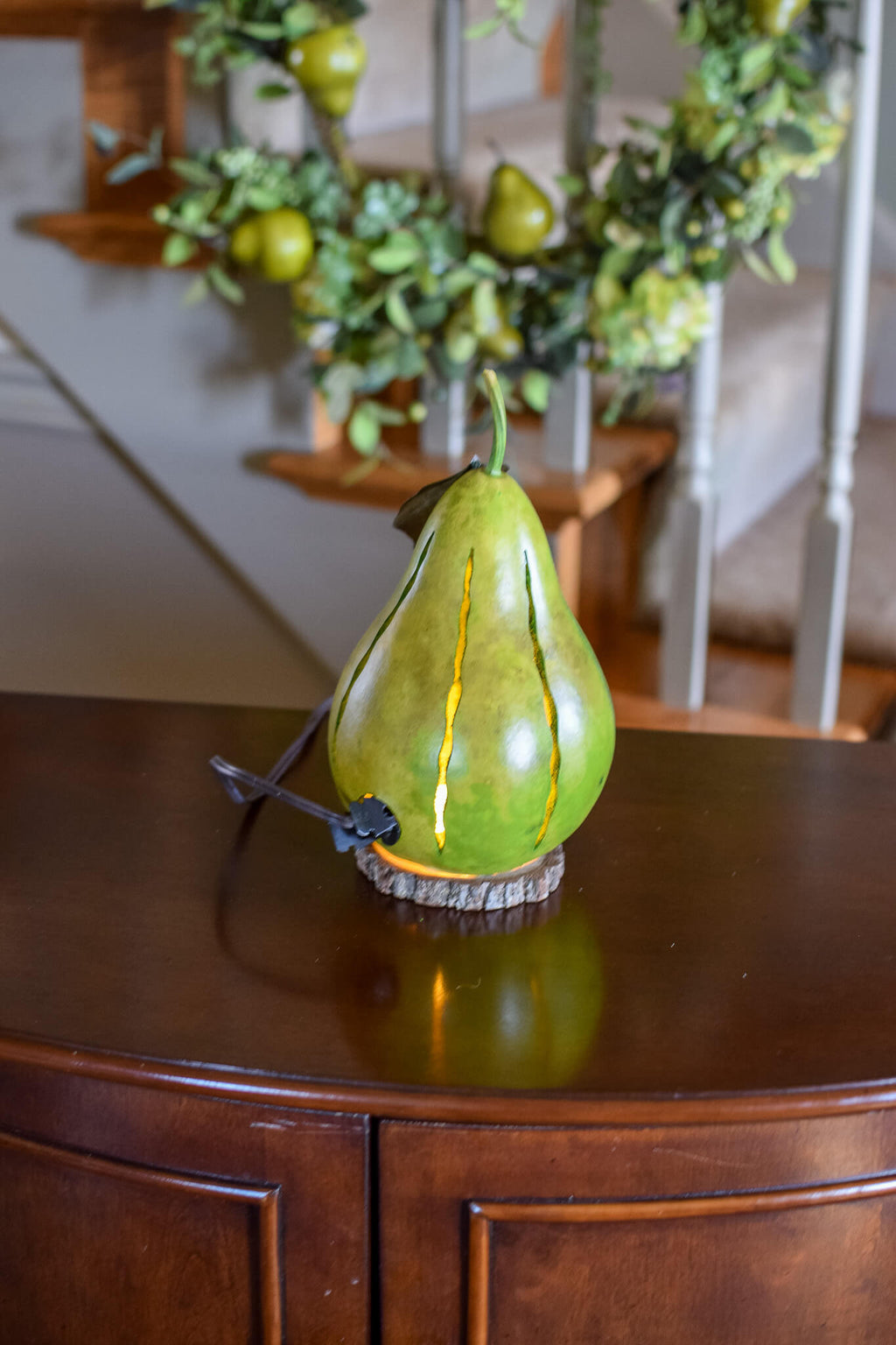 Pear Luminary Gourd Back View at Meadowbrooke Gourds. 