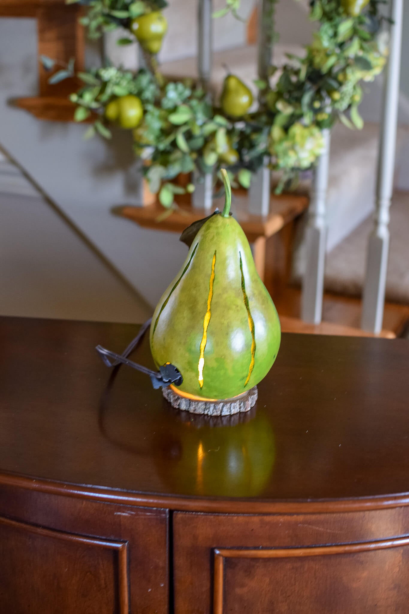 Pear Luminary Gourd Back View at Meadowbrooke Gourds. 