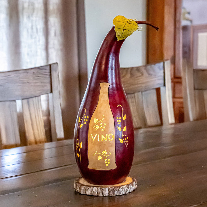 Wine Silhouette Medium Tall Lit Gourd at Meadowbrooke Gourds. 