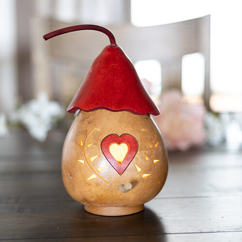 Valentine Heart Birdhouse Gourd at Meadowbrooke Gourds. 