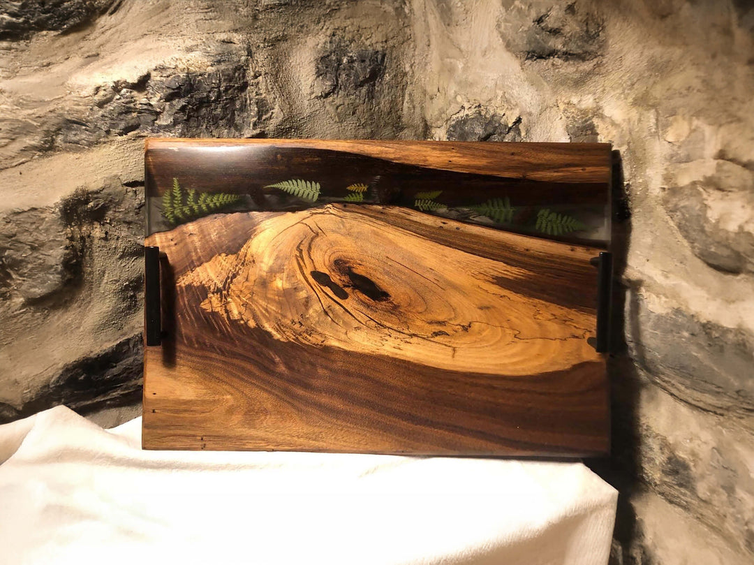 Rectangular wooden tray