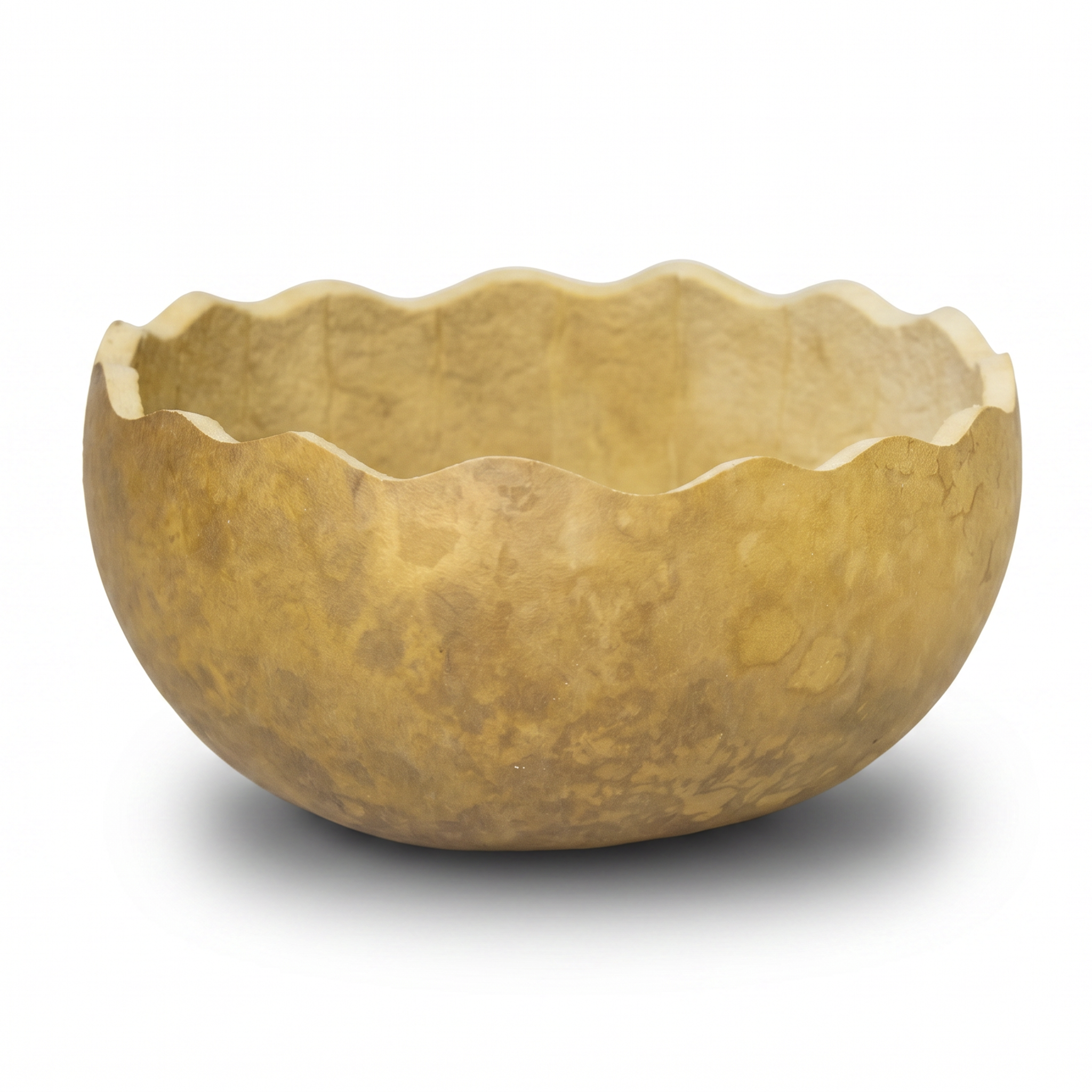 Dried 7" Scalloped Cut Gourd Bowl