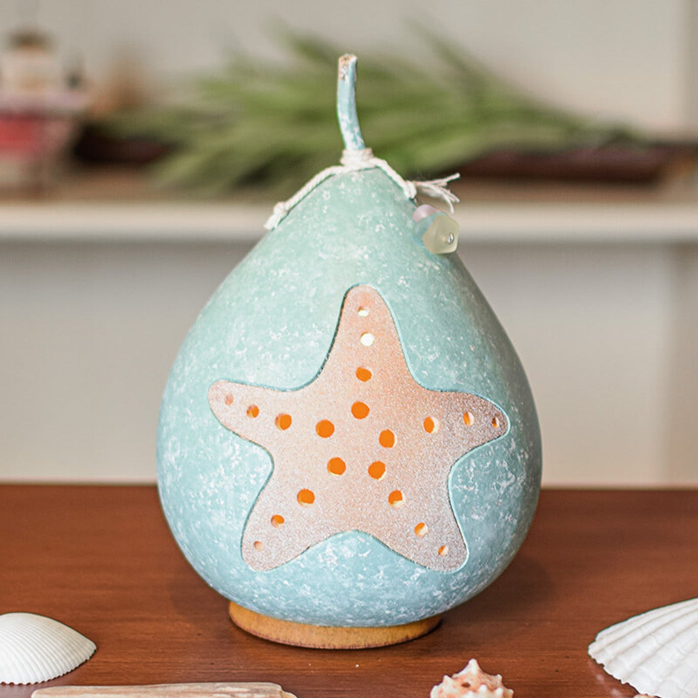 Coastal Star Fish Gourd Luminary by Meadowbrooke Gourds