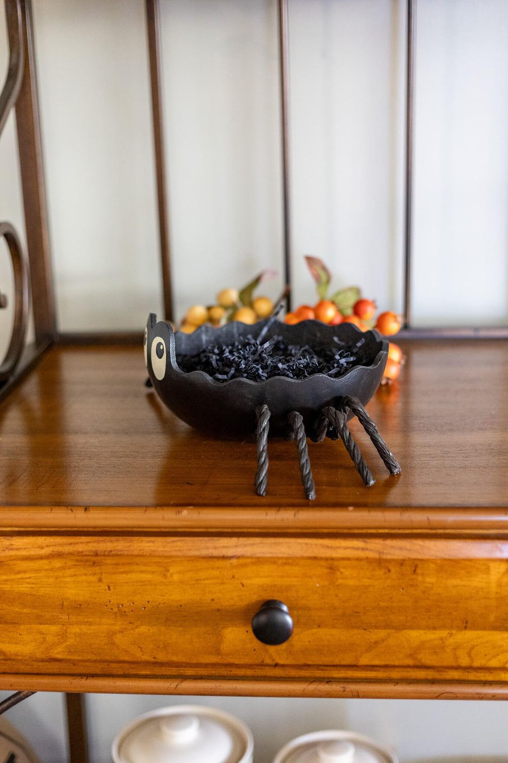 Spider Gourd Candy Dish Side View at Meadowbrooke Gourds. 