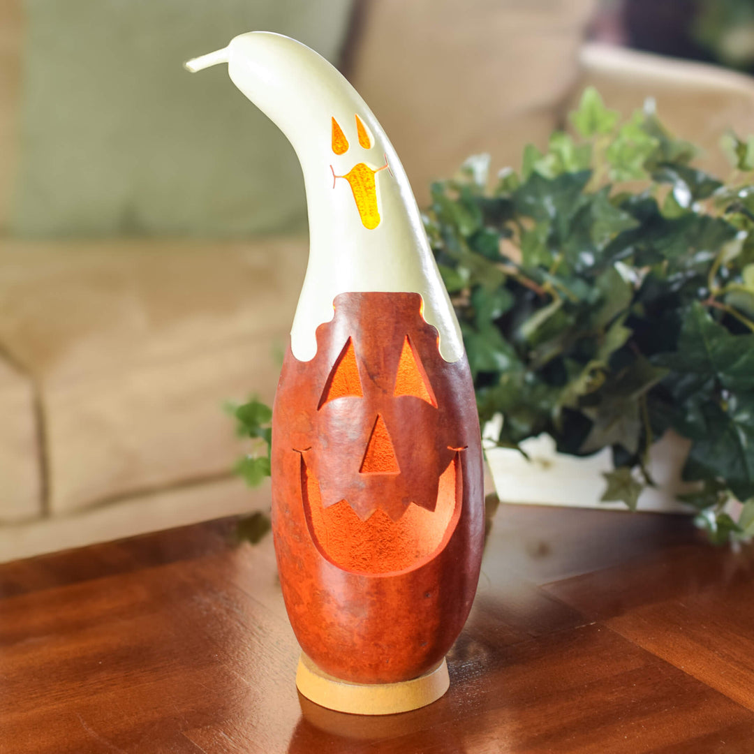 Casper Jack Medium Tall Lit Gourd at Meadowbrooke Gourds. 