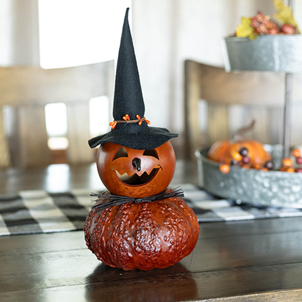Orange Fiona Witch Gourd at Meadowbrooke Gourds. 