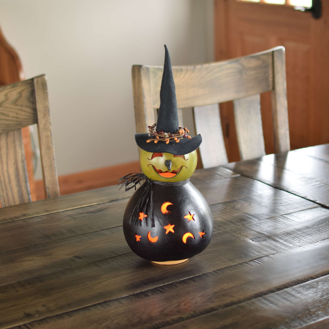 Fiona Medium Lit Witch Gourd  at Meadowbrooke Gourds. 