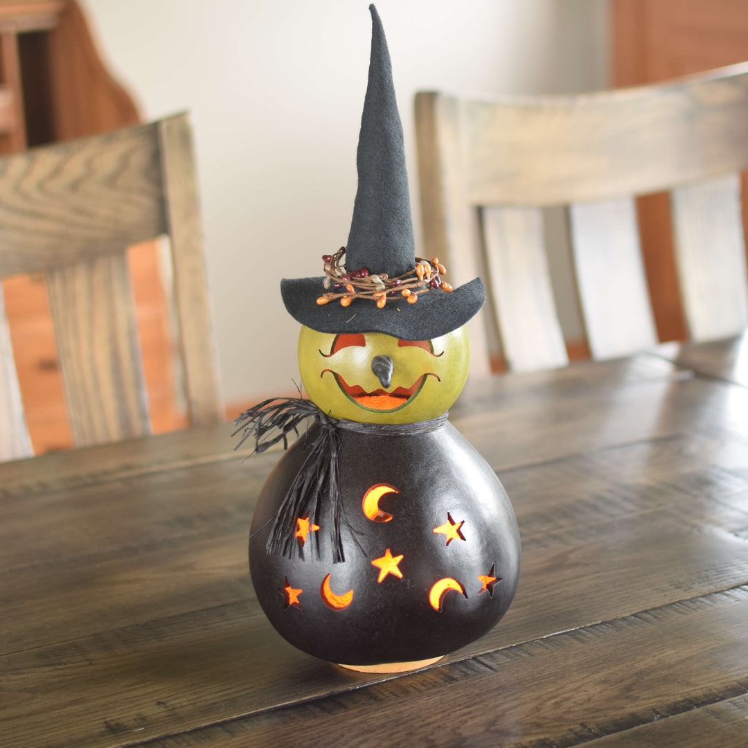 Fiona Medium Lit Witch Gourd  at Meadowbrooke Gourds. 
