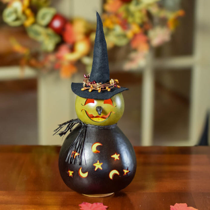 Fiona Medium Lit Witch Gourd at Meadowbrooke Gourds. 