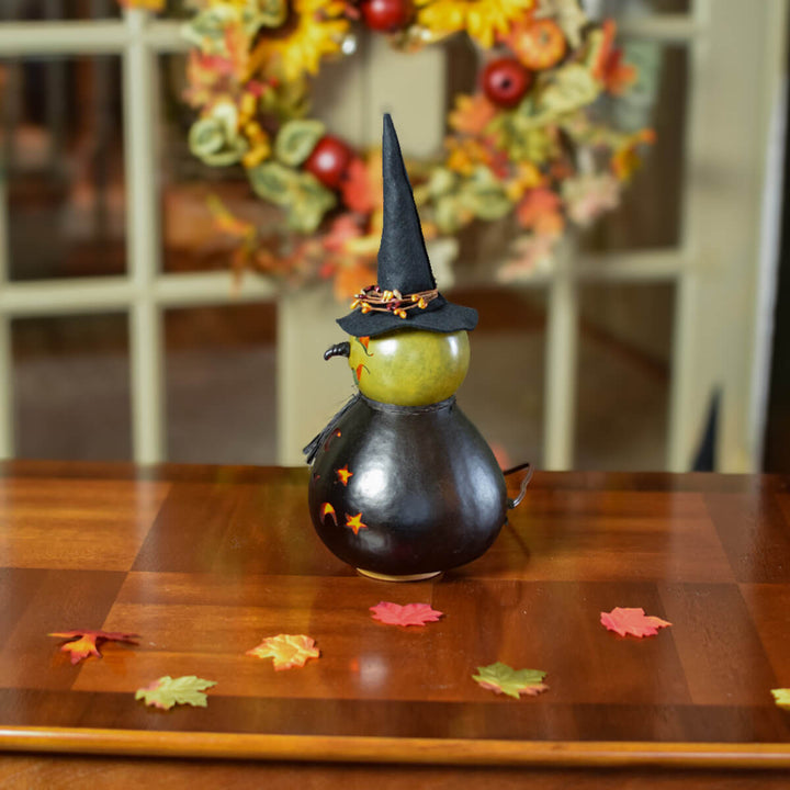 Fiona Medium Lit Witch Gourd - Side View at Meadowbrooke Gourds. 